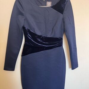 Vince Camuto Midnight Blue Long Sleeve Dress